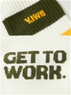 Y,IWO - Hardwear Jacquard-Knit Ribbed Cotton-Blend Socks