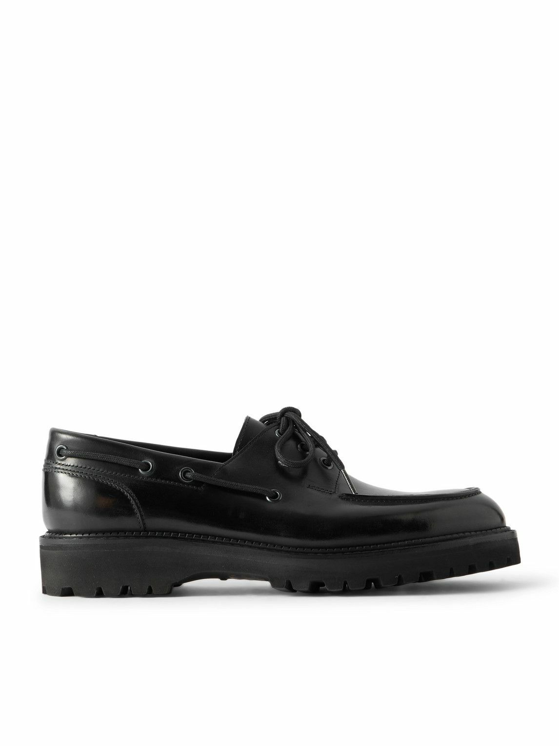 John Lobb - Tide Glossed-Leather Boat Shoes - Black John Lobb