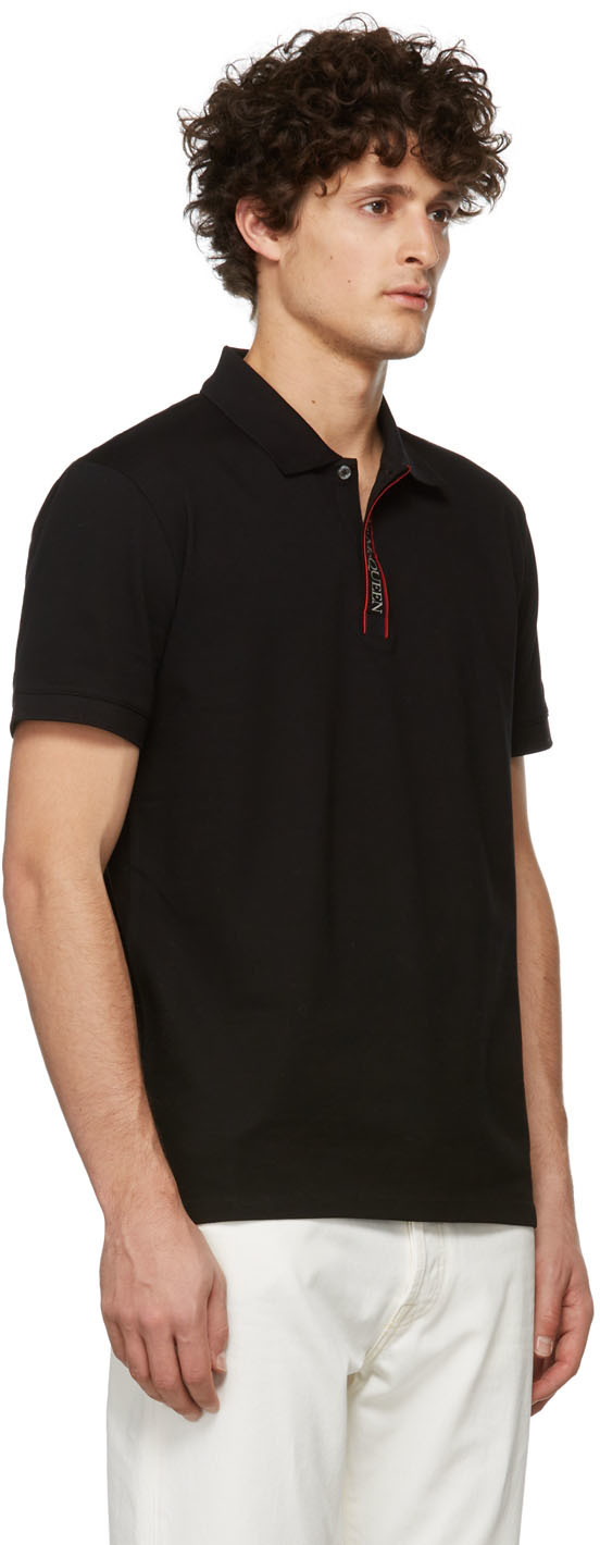 Alexander McQueen Black Selvedge Logo Tape Polo