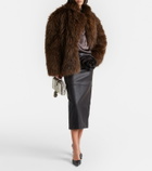 Magda Butrym Floral-appliqué leather midi skirt