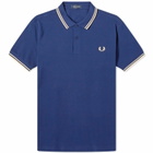 Fred Perry Men's Twin Tipped Polo Shirt in French Navy/Ice Cream