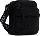 Hugo Black Recycled Nylon Canvas Messenger Bag