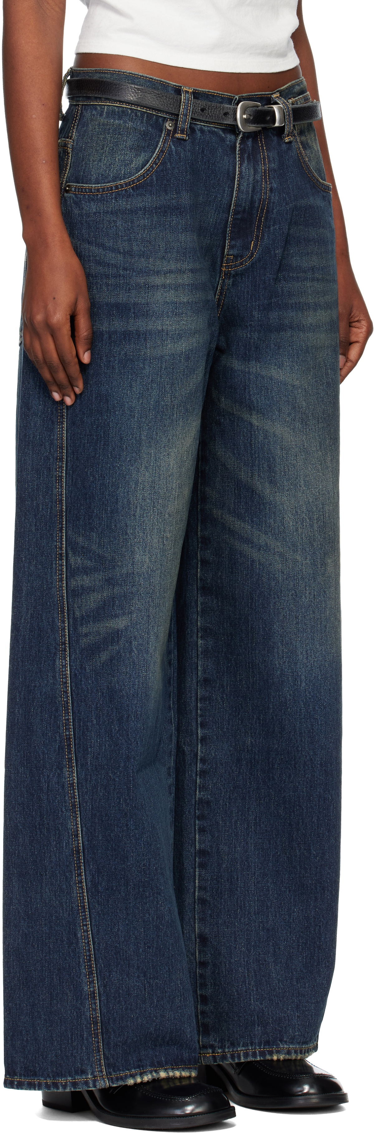 TONYWACK Blue Oversized Wide-Leg Denim Jeans