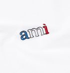 AMI - Slim-Fit Logo-Embroidered Cotton-Jersey T-Shirt - Men - White