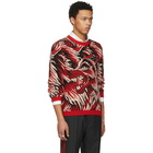 Gucci Red Guccy Wolf Intarsia Sweater