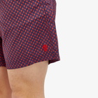 Alexander McQueen Men's Dots Skull Swim Shorts in Indigo/Scarlet