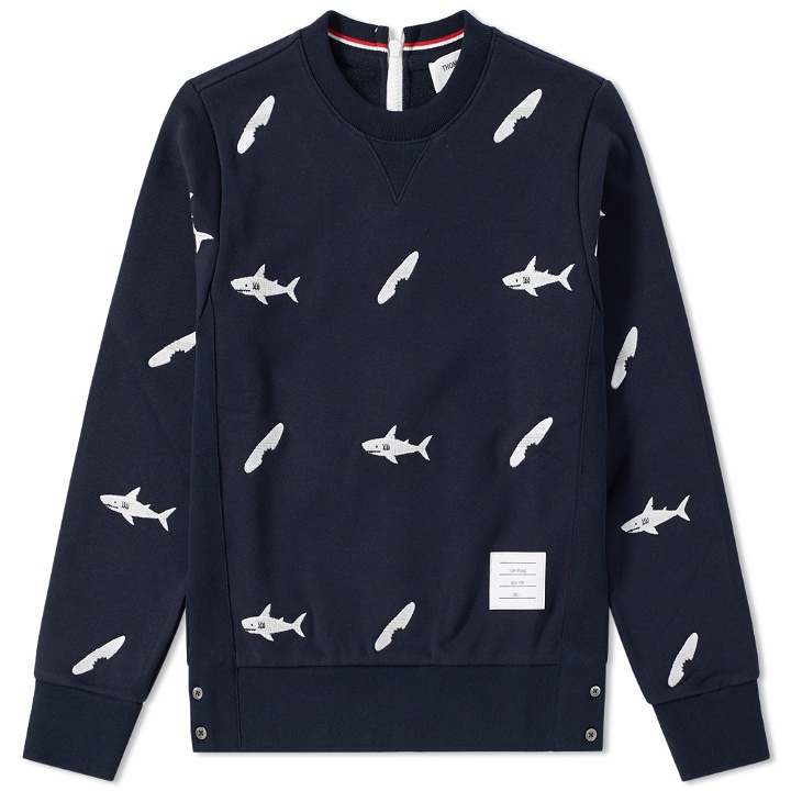 Photo: Thom Browne Embroidered Shark & Surfboard Crew Sweat