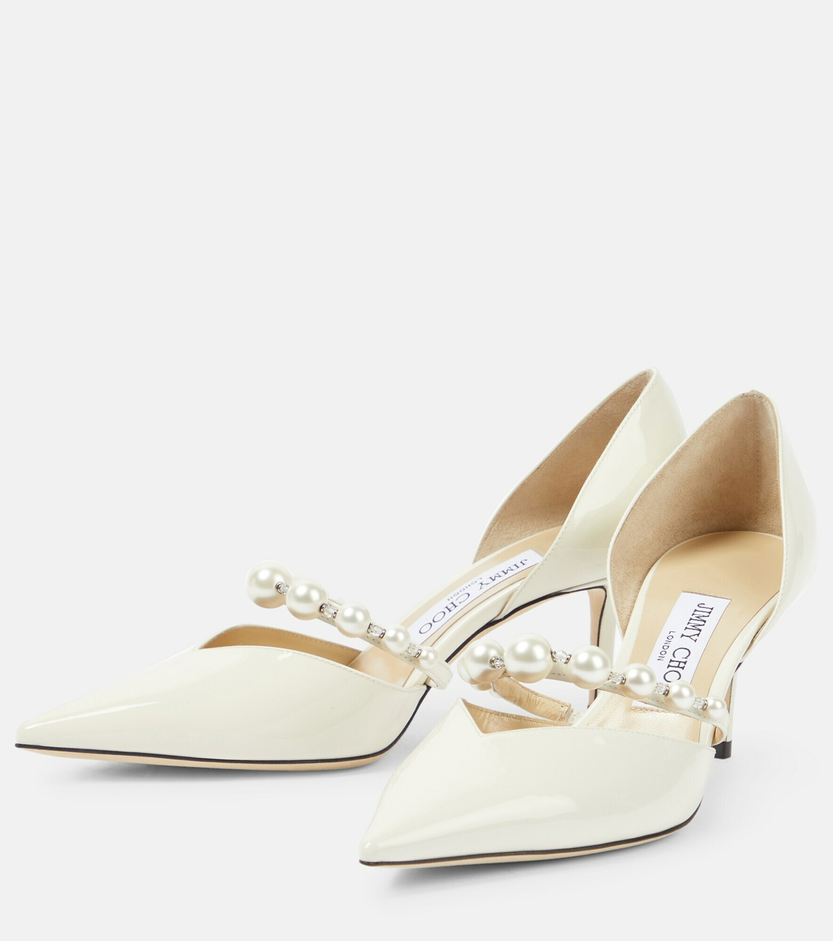 Aurelie 85 Patent Leather Pumps in White - Jimmy Choo