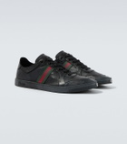Gucci Stretch Web Stripe leather sneakers