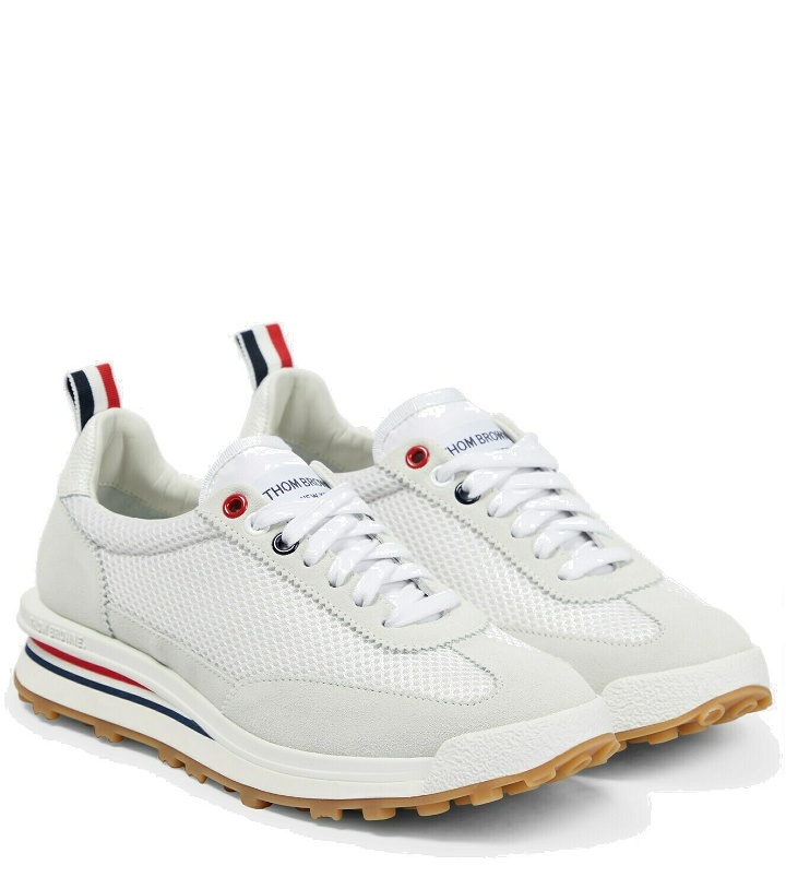 Photo: Thom Browne - Mesh and suede-trimmed sneakers