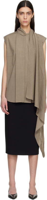 Photo: LE17SEPTEMBRE Brown Cape Sleeveless Blouse