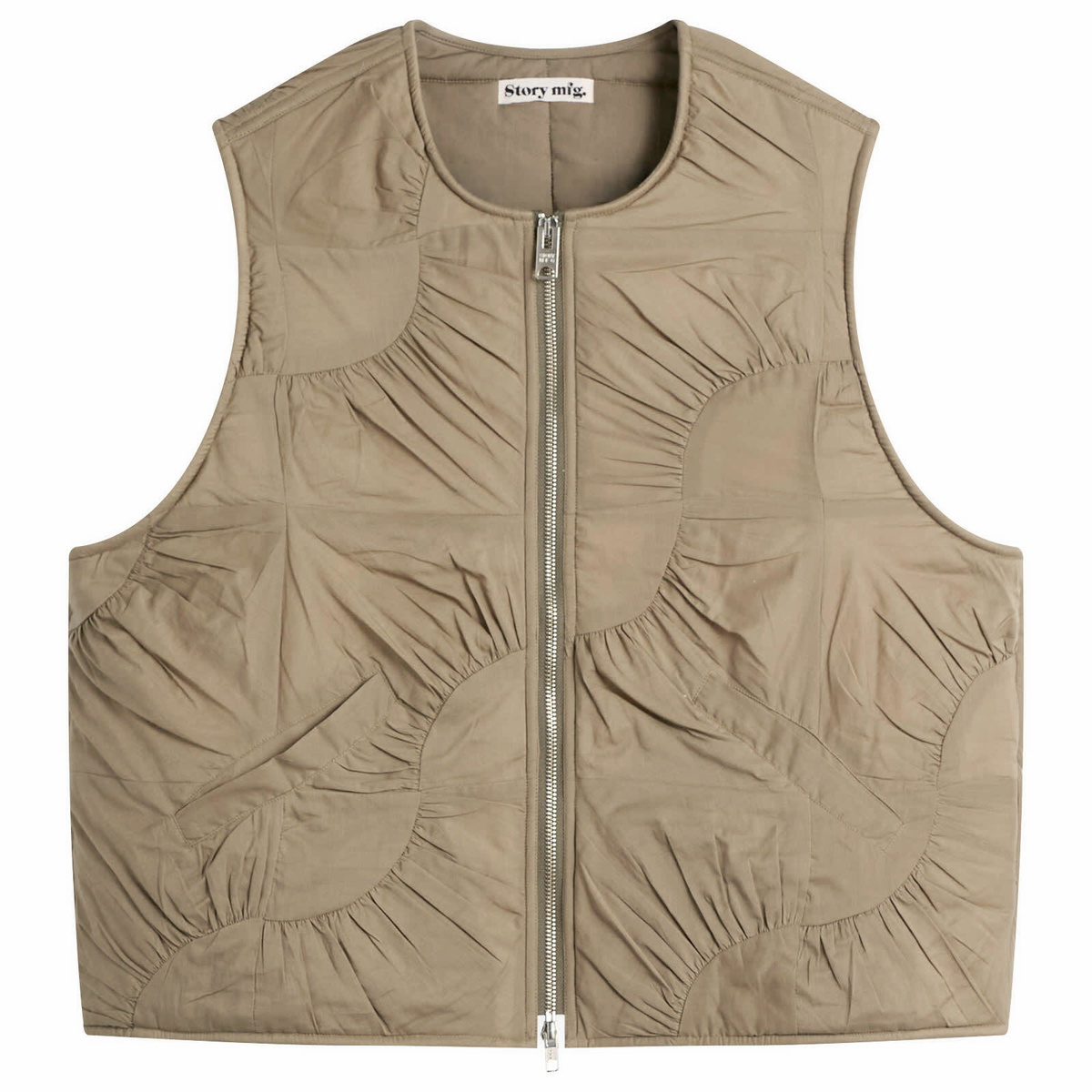 Story mfg. Women's Pluto Zip Up Padded Vest in Khaki