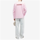 Jacquemus Men's Pavane Logo Long Sleeve T-Shirt in Pink Jelly Print