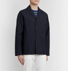 The Workers Club - Camp-Collar Unstructured Twill Blazer - Blue