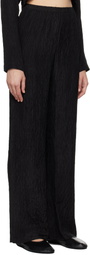Silk Laundry Black Crinkle Flare Lounge Pants