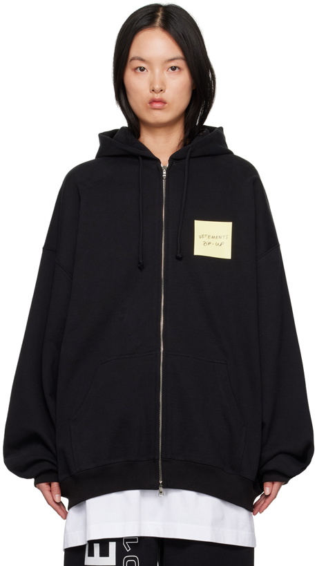 Photo: VETEMENTS Black Zip-Up Hoodie