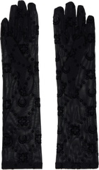 Marine Serre Black Recycled Mesh Flock Long Gloves