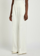 Another Tomorrow Pleated Wide-leg Trousers White