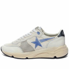 Golden Goose Men's Running Sole Sneakers in Creamy White Ice/Blue