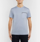 Berluti - Leather-Trimmed Cotton-Jersey T-Shirt - Men - Blue