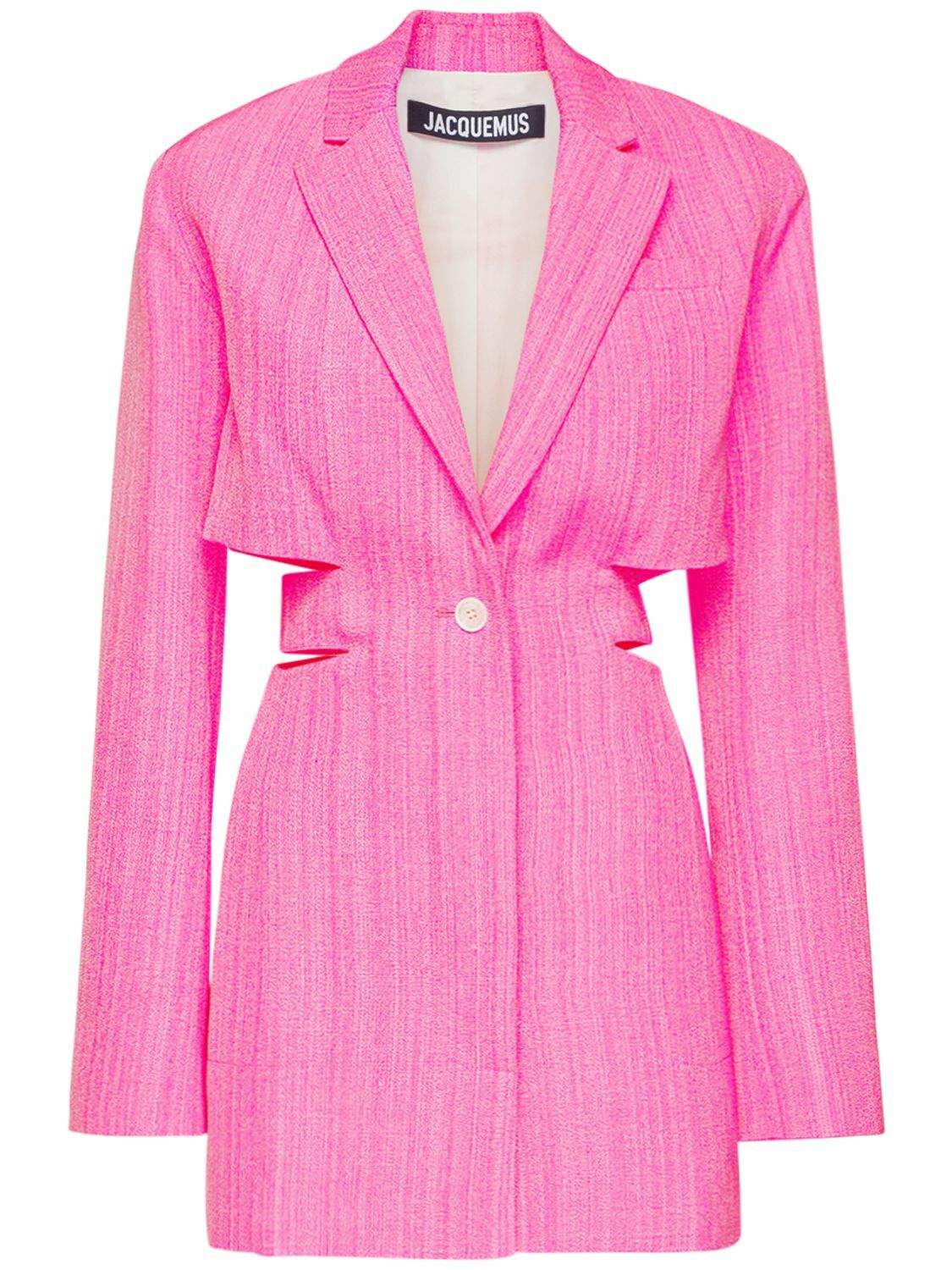 jacquemus hot pink dress Jacquemus La Robe Saudade Draped Mini Dress