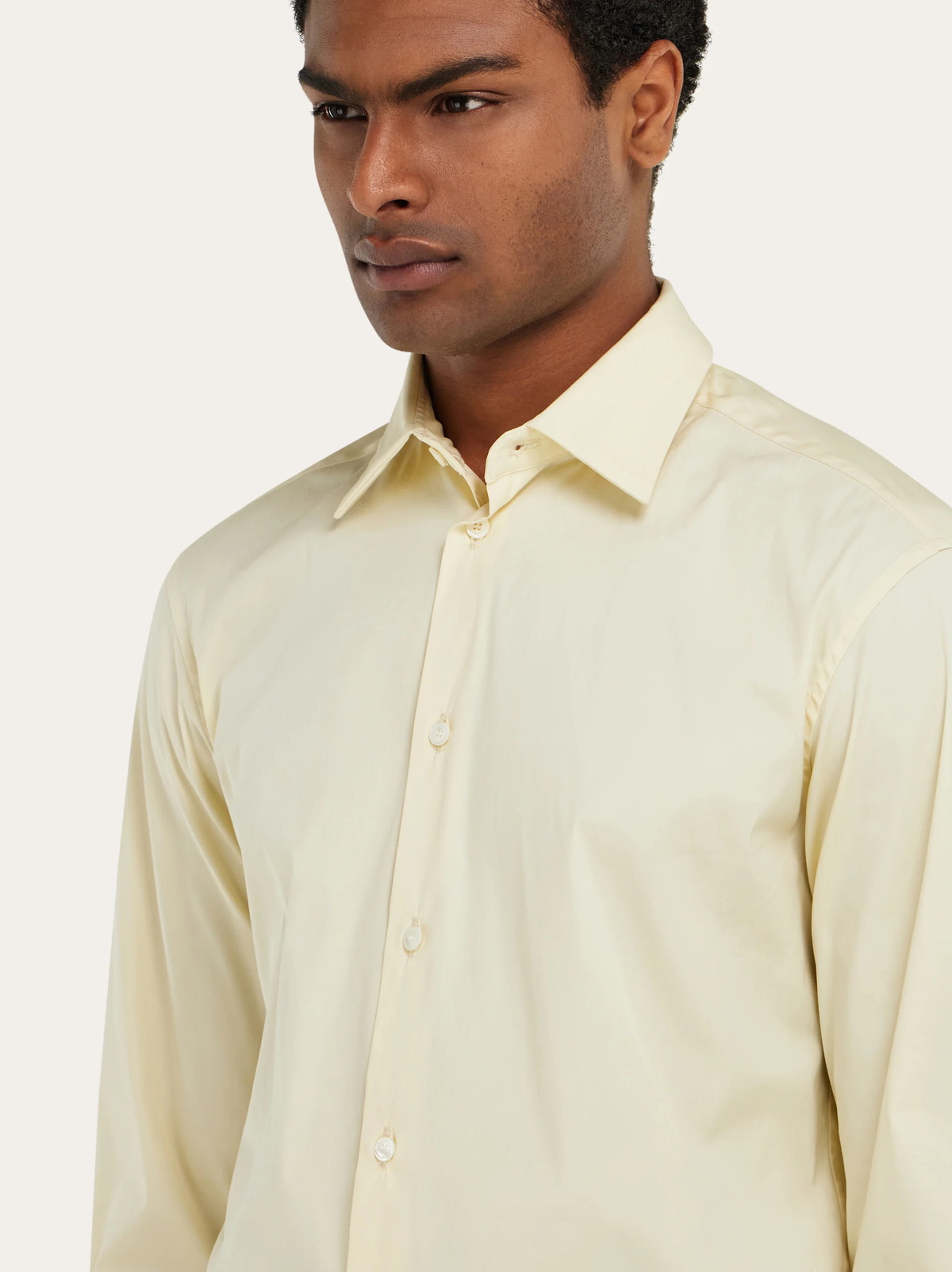 Ferragamo Mens Shirt with micro print in Yellow