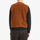 Universal Works Men's Boucle Alvar Fleece Lancaster Gilet in Brown
