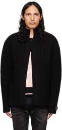 We11done Black Stand Collar Cardigan