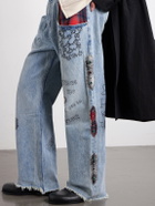 Satoshi Nakamoto - Nessa Wide-Leg Printed Embellished Jeans - Blue