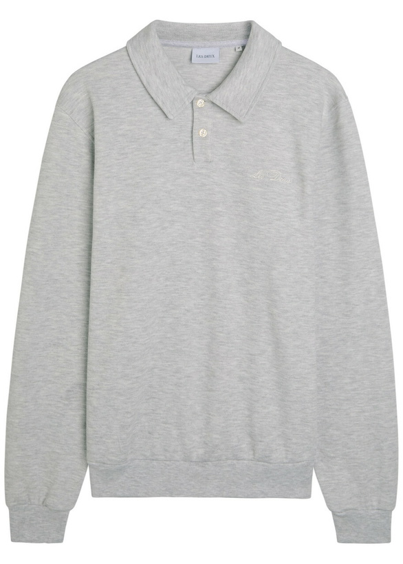 Photo: Les Deux Ben Melange Cotton-blend Polo Jumper Light Grey