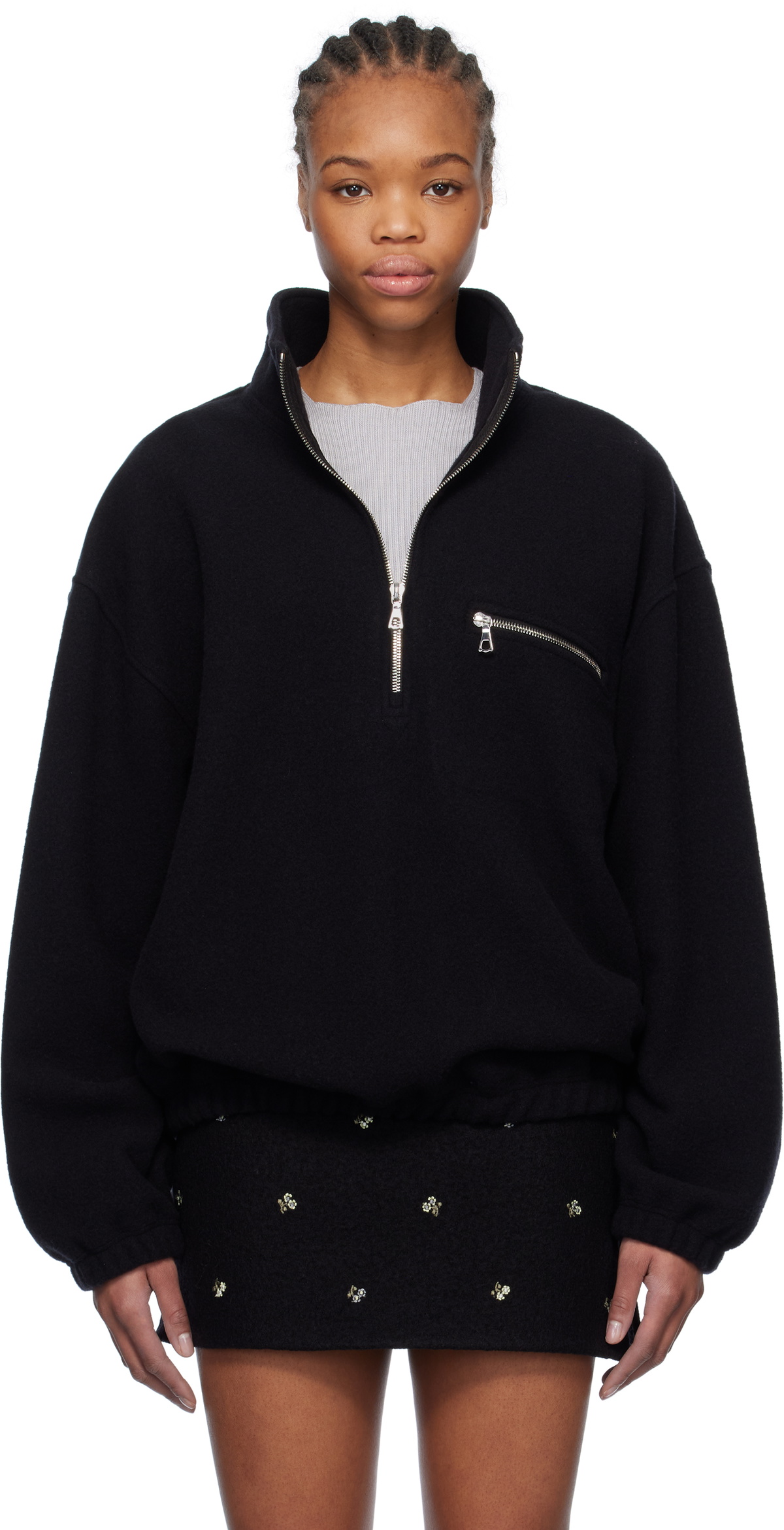 Rier Black Fleece Sweater