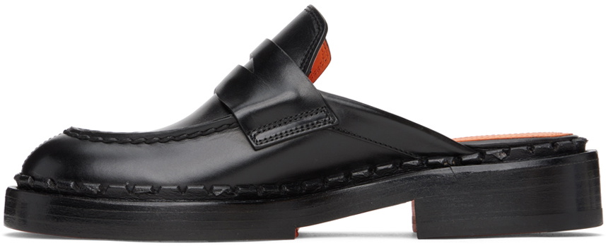 Santoni Black Strap Loafers