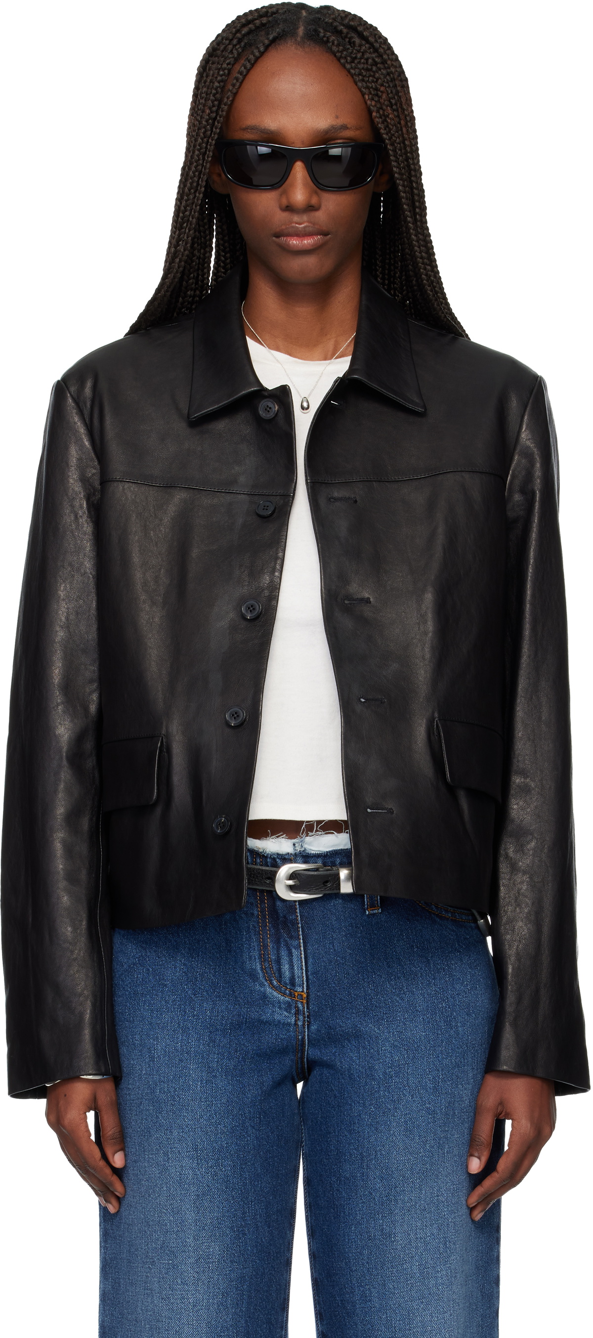 TONYWACK Black Vegetable Tanned Lamb Leather Jacket
