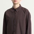 Auralee Men's Garment-Dyed Shuttle Weather Shirt in Dark Brown