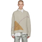 Raf Simons Off-White and Brown Argyle Knit Sweater