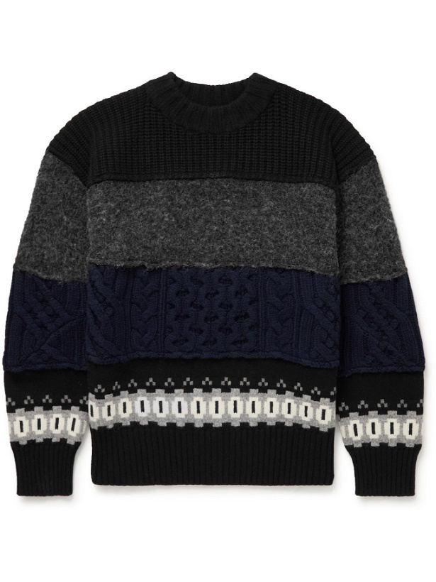 Photo: Sacai - Panelled Wool-Blend Sweater - Black