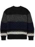 Sacai - Panelled Wool-Blend Sweater - Black