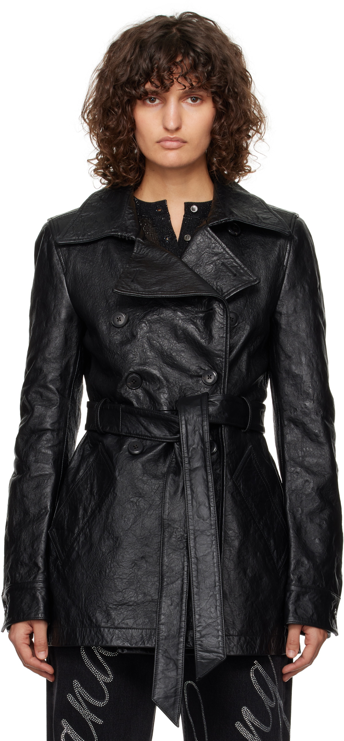 Alexander Wang Black Cropped Leather Trench Coat Alexander Wang