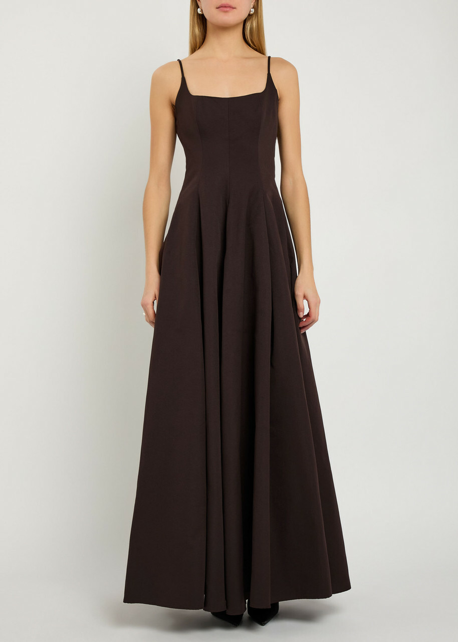 Staud Joy Cotton-blend Maxi Dress Brown