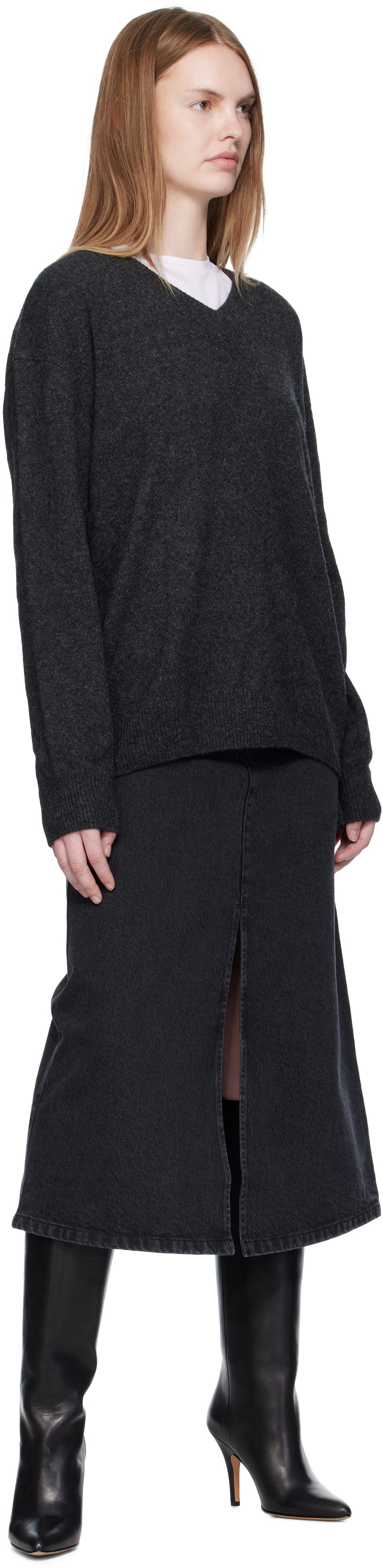 A.P.C. Black Georgia Denim Midi Skirt