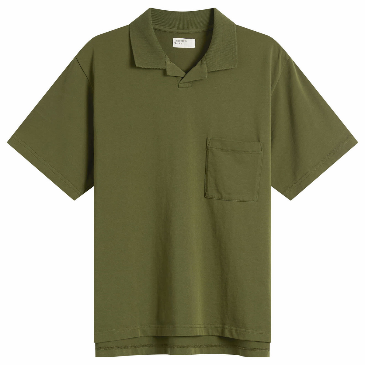 Universal Works Men's Rugby Jersey Oversized Vacation Polo in Olive
