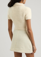 Self-portrait Cropped Bouclé Wool-blend top Cream