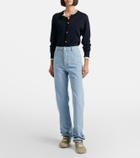 Bottega Veneta Intrecciato leather-trimmed straight jeans