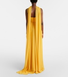 Elie Saab Embellished scarf-detail silk gown