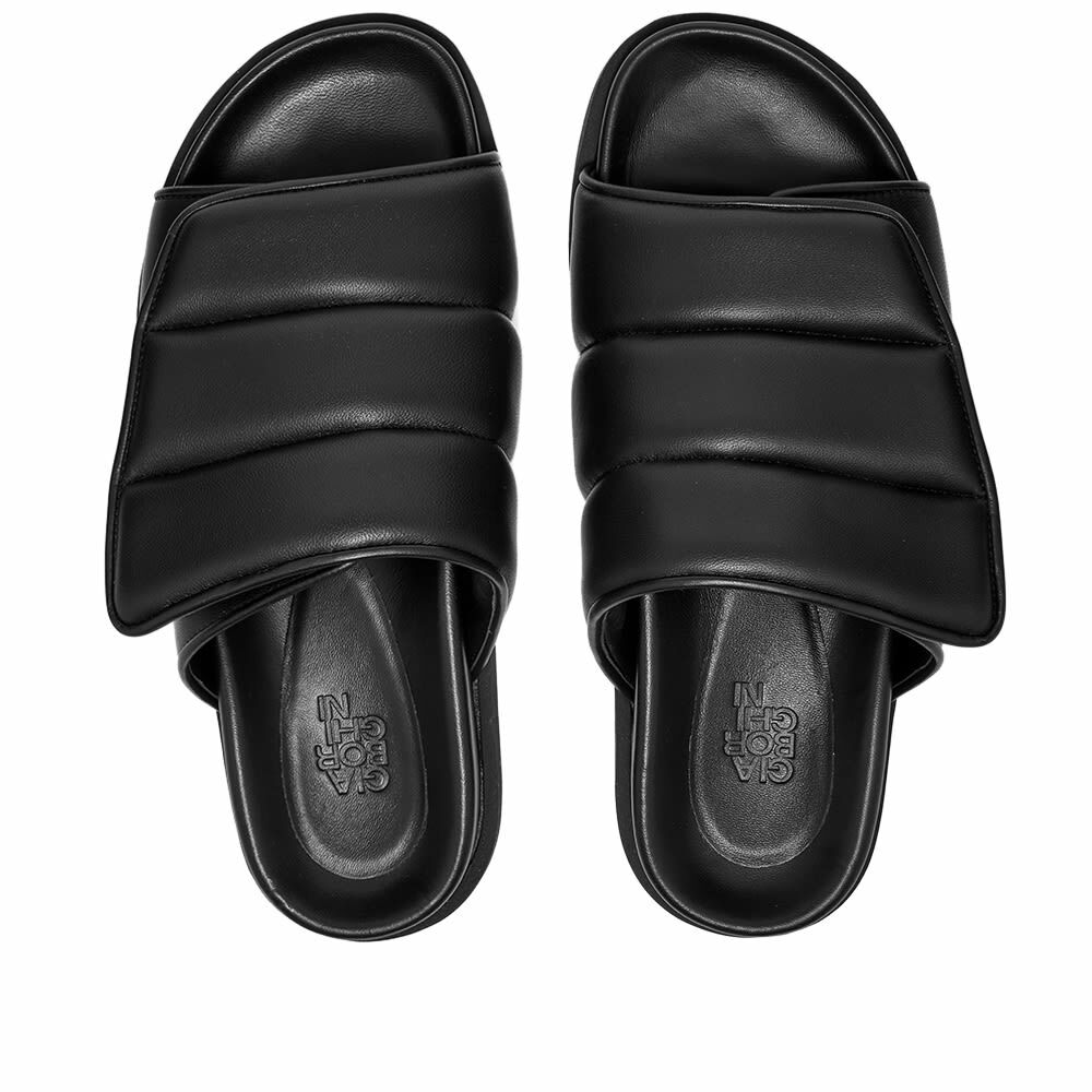 Gia Borghini Women's Leather Puffy Velcro Slide in Black Gia