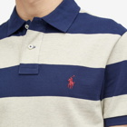 Polo Ralph Lauren Men's Rugby Stripe Polo Shirt in Light Vintage Heather/Spring Navy