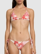 VERSACE Printed Coral Lycra Bikini Bottoms