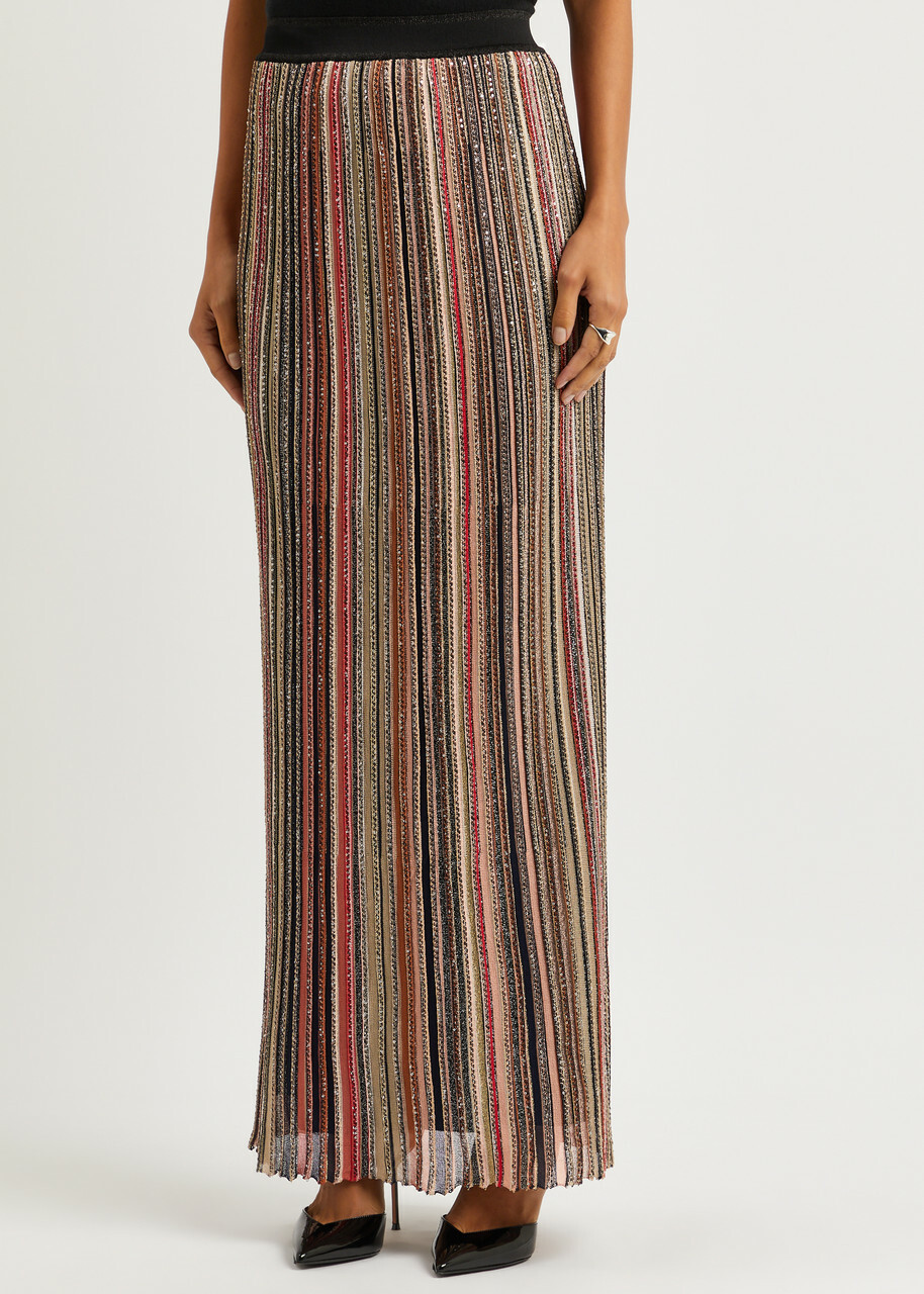 Braids Stripe Knitted Skirt/Navy | leinwände | ライン