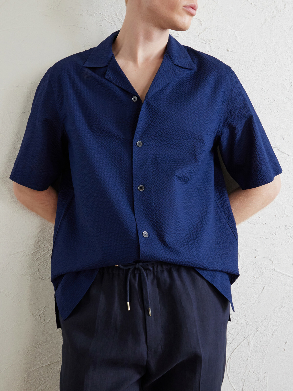 Paul Smith - Camp-Collar Cotton-Seersucker Shirt - Blue