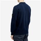 Stone Island Men's Soft Cotton Long Sleeve Knitted Polo Shirt in Navy